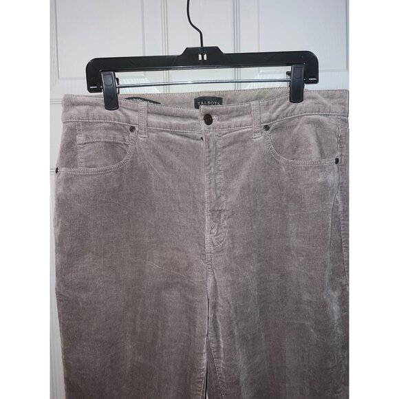 Talbots Corduroy Straight Leg Pants Curvy Fit Size 12 Gray Stretch Classic Style - Picture 2 of 15